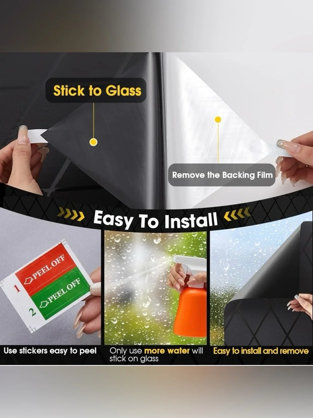 Static Cling Blackout Window Film - 17.5”x78.7”